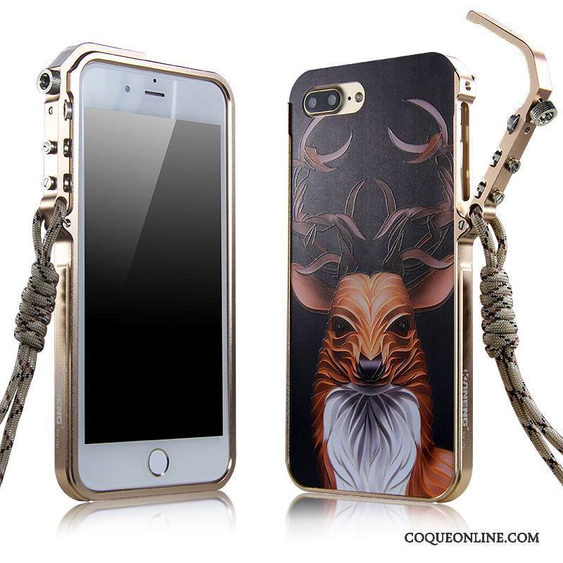 iPhone 7 Plus Coque Noir Incassable Protection Étui Border Téléphone Portable Tendance