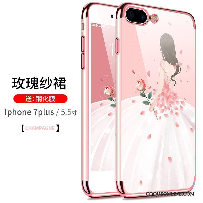 iPhone 7 Plus Coque Très Mince Fluide Doux Transparent Rose Silicone Incassable