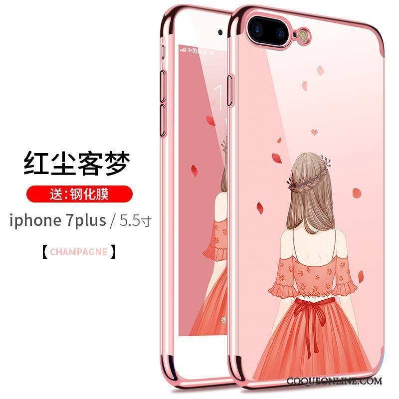 iPhone 7 Plus Coque Très Mince Fluide Doux Transparent Rose Silicone Incassable