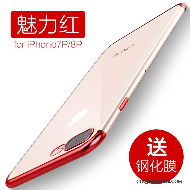 iPhone 7 Plus Coque Étui Personnalité Transparent Tout Compris Fluide Doux Or Rose Rouge