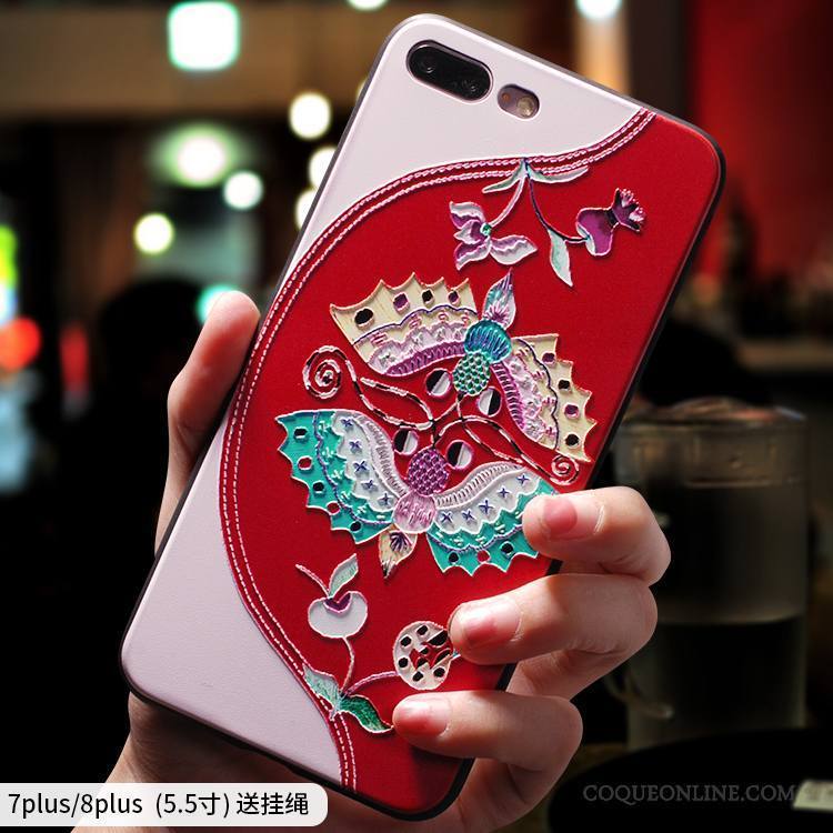 iPhone 7 Plus Créatif Incassable Coque De Téléphone Silicone Étui Tout Compris Rouge