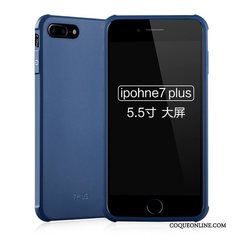 iPhone 7 Plus Délavé En Daim Coque Incassable Téléphone Portable Protection Étui Bleu