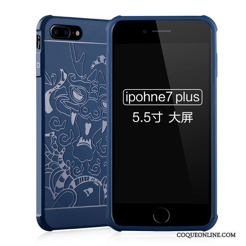 iPhone 7 Plus Délavé En Daim Coque Incassable Téléphone Portable Protection Étui Bleu