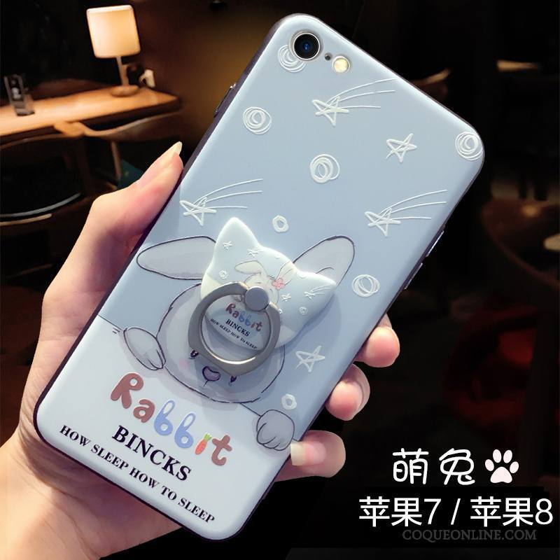 iPhone 7 Plus Gaufrage Nouveau Dessin Animé Bleu Marin Coque De Téléphone Amoureux Marque De Tendance
