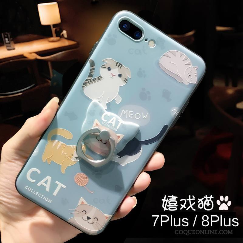 iPhone 7 Plus Gaufrage Nouveau Dessin Animé Bleu Marin Coque De Téléphone Amoureux Marque De Tendance