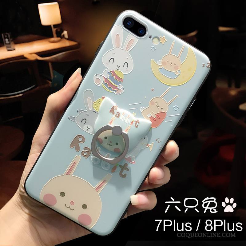 iPhone 7 Plus Gaufrage Nouveau Dessin Animé Bleu Marin Coque De Téléphone Amoureux Marque De Tendance