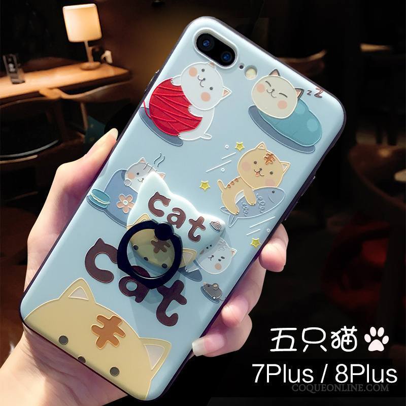 iPhone 7 Plus Gaufrage Nouveau Dessin Animé Bleu Marin Coque De Téléphone Amoureux Marque De Tendance