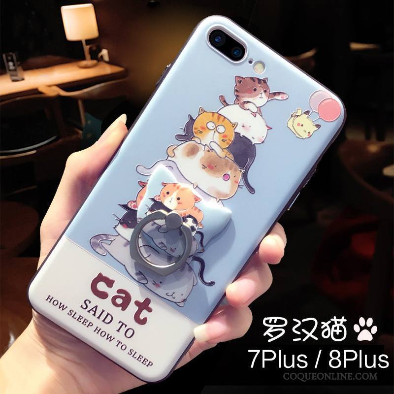 iPhone 7 Plus Gaufrage Nouveau Dessin Animé Bleu Marin Coque De Téléphone Amoureux Marque De Tendance