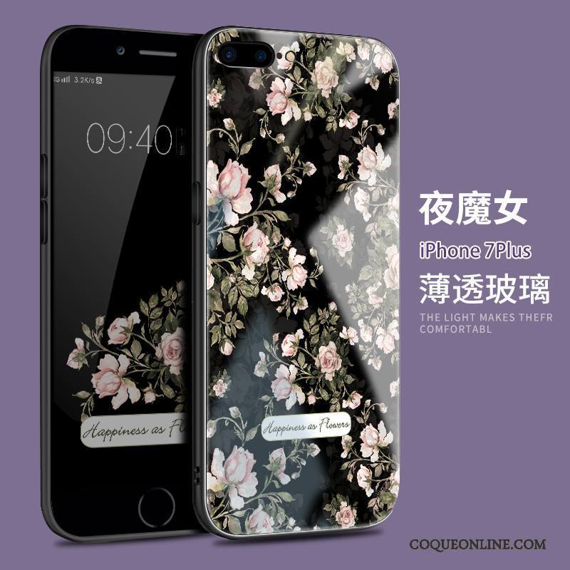 iPhone 7 Plus Marque De Tendance Silicone Nouveau Étui Rose Verre Coque De Téléphone
