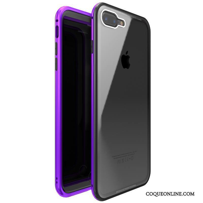 iPhone 7 Plus Métal Violet Verre Trempé Tout Compris Coque De Téléphone Étui Protection