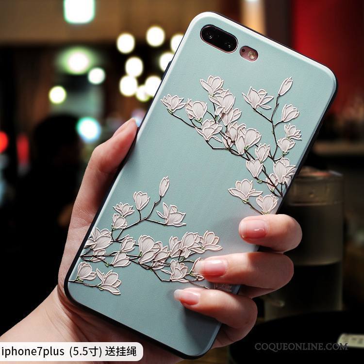 iPhone 7 Plus Nouveau Coque De Téléphone Créatif Bleu Silicone Étui Gaufrage