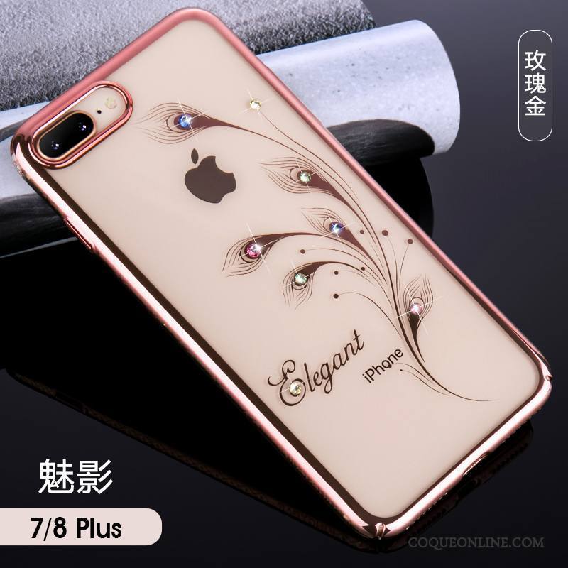 iPhone 7 Plus Or Rose Transparent Luxe Difficile Coque De Téléphone Incassable Strass