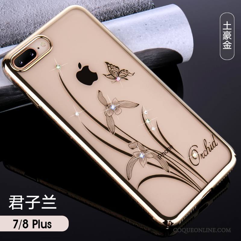 iPhone 7 Plus Or Rose Transparent Luxe Difficile Coque De Téléphone Incassable Strass