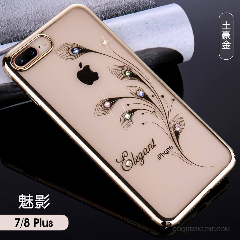 iPhone 7 Plus Or Rose Transparent Luxe Difficile Coque De Téléphone Incassable Strass