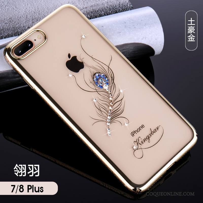 iPhone 7 Plus Or Rose Transparent Luxe Difficile Coque De Téléphone Incassable Strass