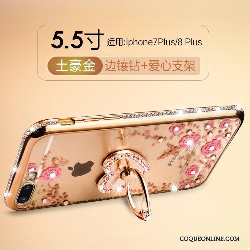 iPhone 7 Plus Or Strass Étui Coque De Téléphone Mode En Silicone Personnalité