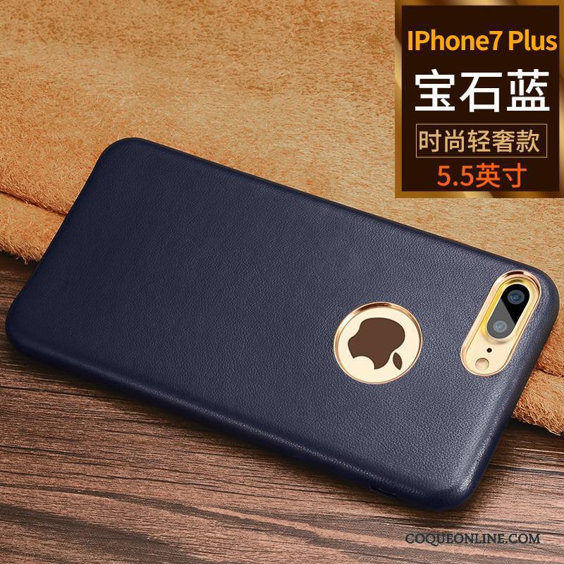 iPhone 7 Plus Protection Coque De Téléphone Tendance Bleu Business Étui En Cuir