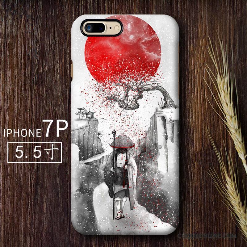 iPhone 7 Plus Rouge Délavé En Daim Incassable Coque De Téléphone Vent Difficile Art