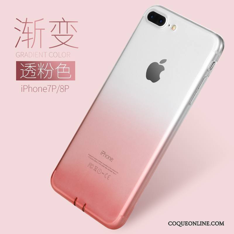 iPhone 7 Plus Silicone Créatif Coque De Téléphone Rouge Fluide Doux Dégradé De Couleur Vert