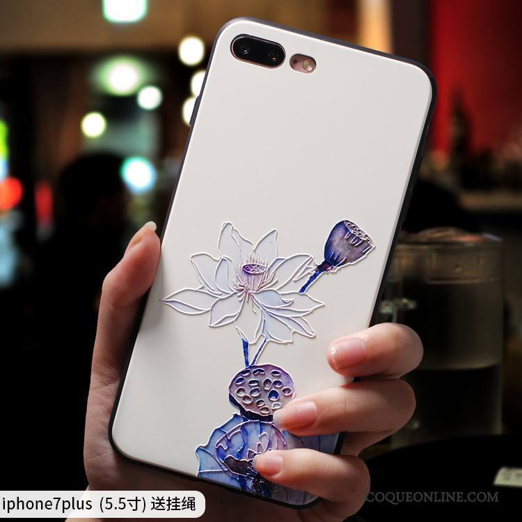 iPhone 7 Plus Silicone Fluide Doux Rose Tout Compris Style Chinois Étui Coque De Téléphone