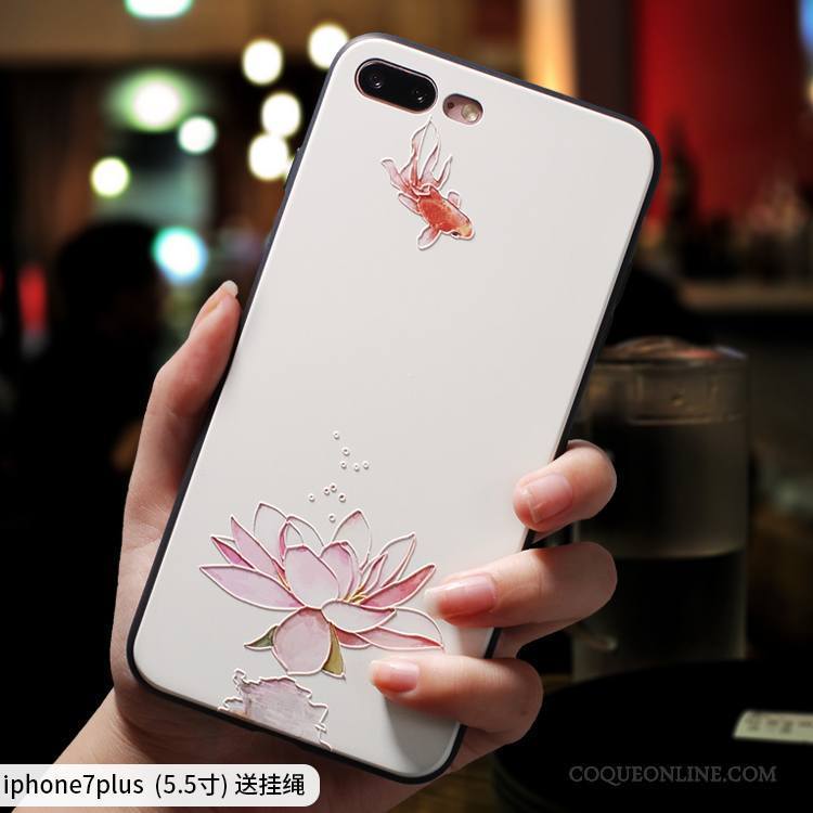 iPhone 7 Plus Silicone Fluide Doux Rose Tout Compris Style Chinois Étui Coque De Téléphone