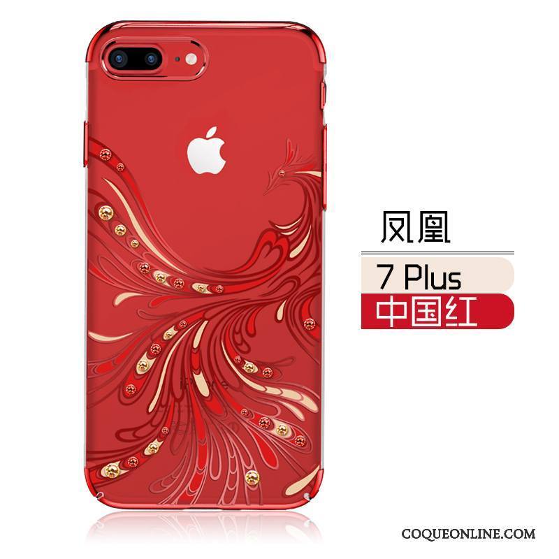 iPhone 7 Plus Strass Coque De Téléphone Tout Compris Tendance Nouveau Luxe Rouge