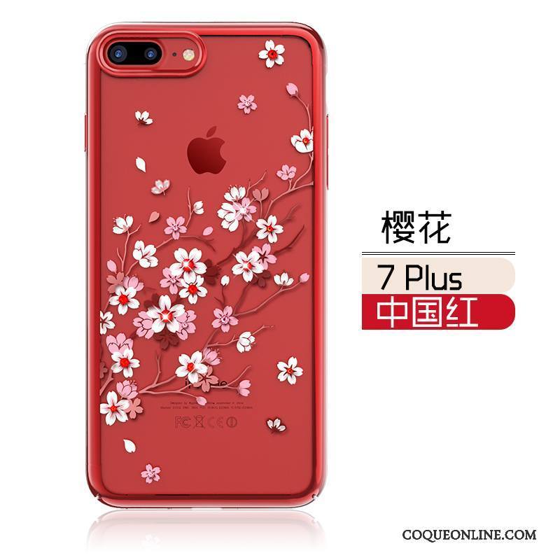 iPhone 7 Plus Strass Coque De Téléphone Tout Compris Tendance Nouveau Luxe Rouge