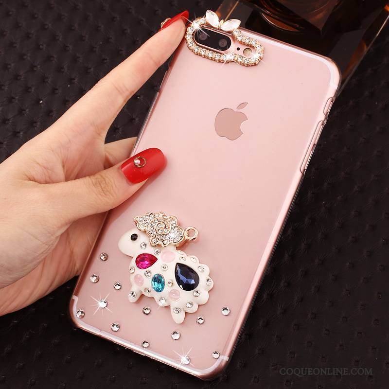 iPhone 7 Plus Strass Protection Rose Incassable Étui Transparent Coque De Téléphone