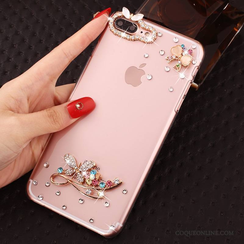 iPhone 7 Plus Strass Protection Rose Incassable Étui Transparent Coque De Téléphone