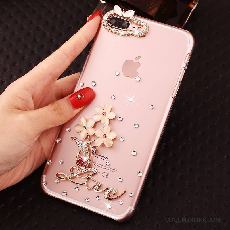 iPhone 7 Plus Strass Protection Rose Incassable Étui Transparent Coque De Téléphone