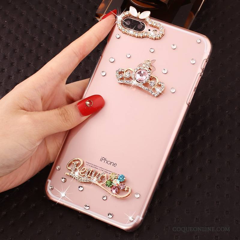 iPhone 7 Plus Strass Protection Rose Incassable Étui Transparent Coque De Téléphone