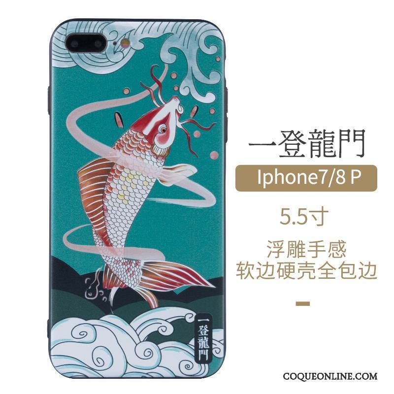 iPhone 7 Plus Style Chinois Coque De Téléphone Protection Nouveau Rouge Art Étui