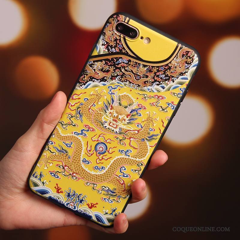 iPhone 7 Plus Style Chinois Incassable Tout Compris Jaune Coque De Téléphone Silicone Personnalité