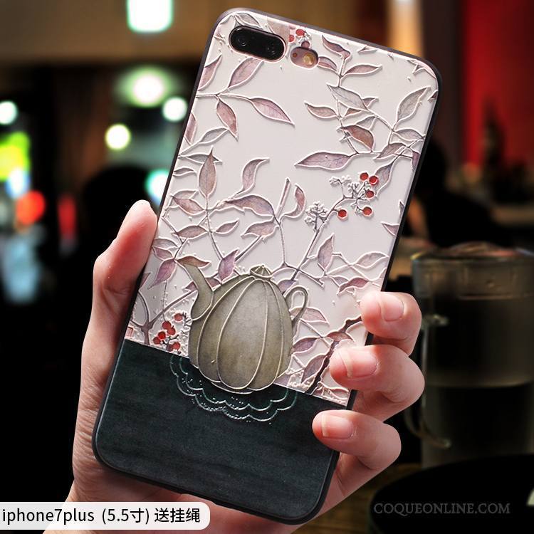 iPhone 7 Plus Tout Compris Coque De Téléphone Étui Style Chinois Bleu Silicone Ornements Suspendus