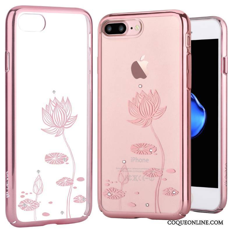 iPhone 7 Plus Tout Compris Placage Or Rose Étui Strass Protection Coque De Téléphone