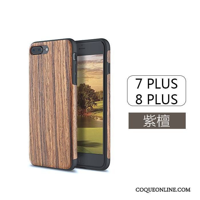 iPhone 7 Plus Tout Compris Silicone Incassable Noir Nouveau Coque De Téléphone Grain De Bois