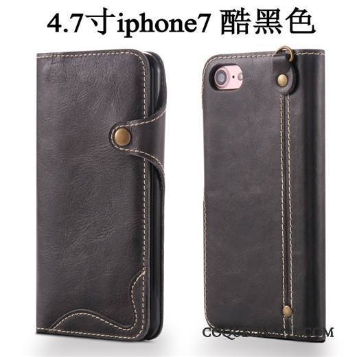 iPhone 7 Protection Incassable Étui En Cuir Housse Vin Rouge Coque De Téléphone Cuir Véritable