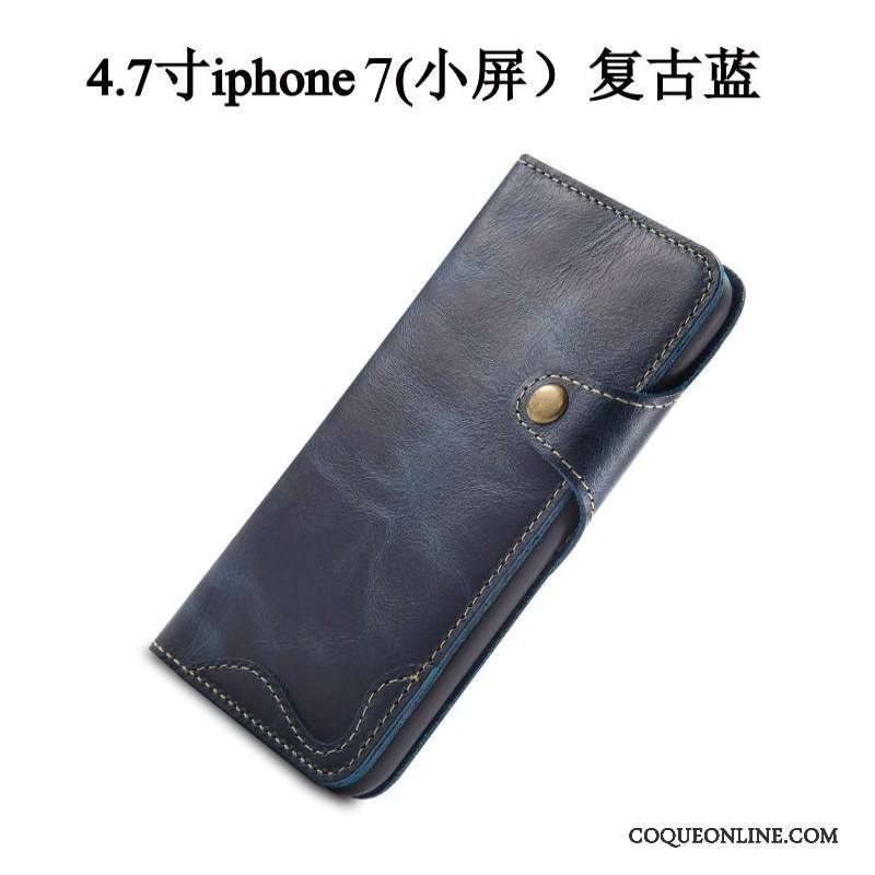 iPhone 7 Protection Incassable Étui En Cuir Housse Vin Rouge Coque De Téléphone Cuir Véritable