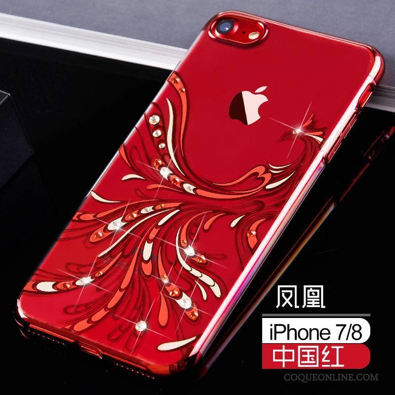 iPhone 7 Rouge Incassable Coque De Téléphone Marque De Tendance Luxe Étui Tout Compris