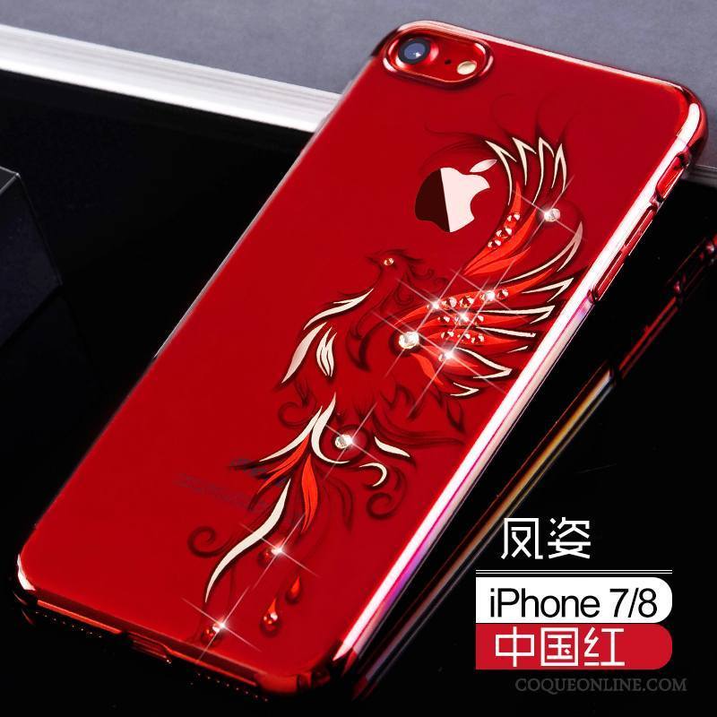 iPhone 7 Rouge Incassable Coque De Téléphone Marque De Tendance Luxe Étui Tout Compris