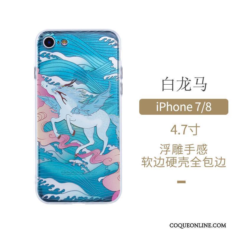 iPhone 7 Style Chinois Bleu Art Protection Étui Incassable Coque De Téléphone