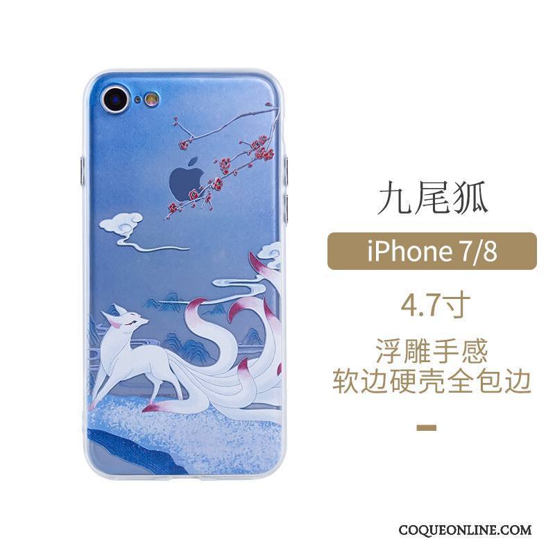 iPhone 7 Style Chinois Bleu Art Protection Étui Incassable Coque De Téléphone