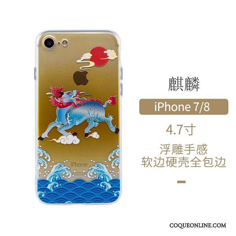 iPhone 7 Style Chinois Bleu Art Protection Étui Incassable Coque De Téléphone