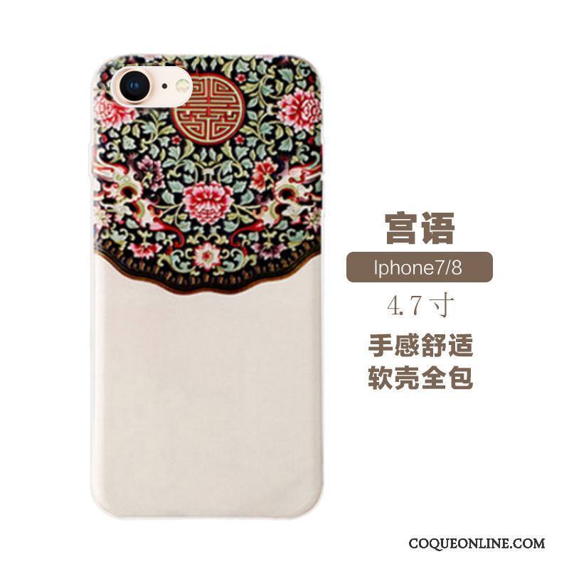 iPhone 7 Style Chinois Rouge Art Fluide Doux Ethnique Vintage Coque De Téléphone