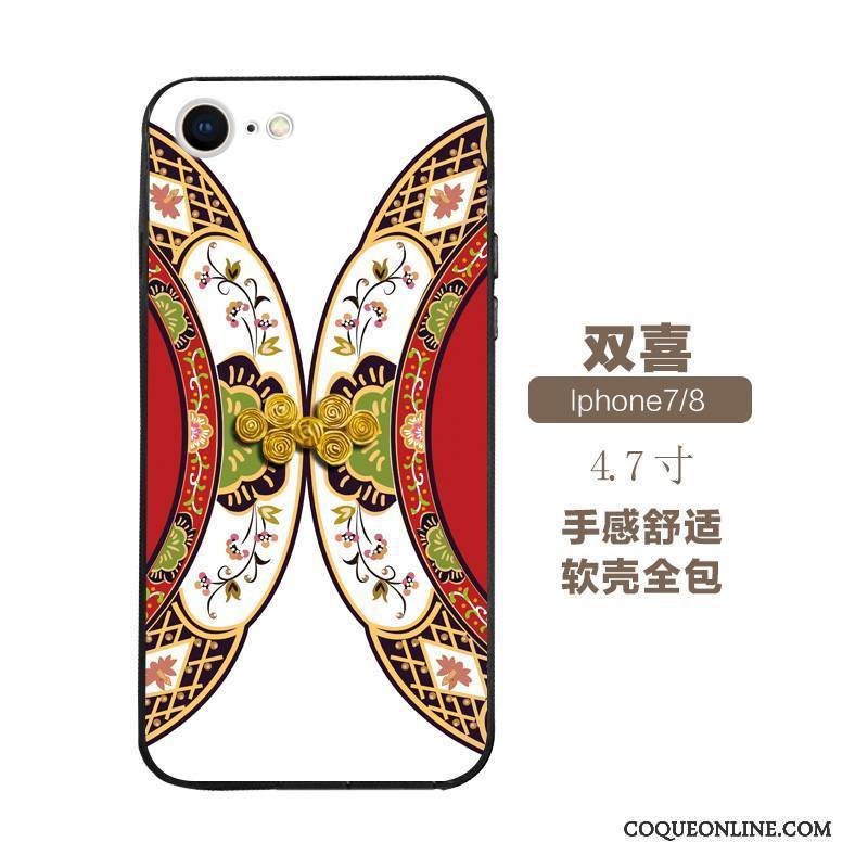 iPhone 7 Style Chinois Rouge Art Fluide Doux Ethnique Vintage Coque De Téléphone