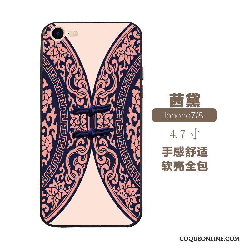 iPhone 7 Style Chinois Rouge Art Fluide Doux Ethnique Vintage Coque De Téléphone
