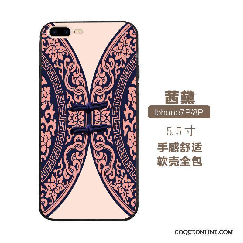 iPhone 7 Style Chinois Rouge Art Fluide Doux Ethnique Vintage Coque De Téléphone