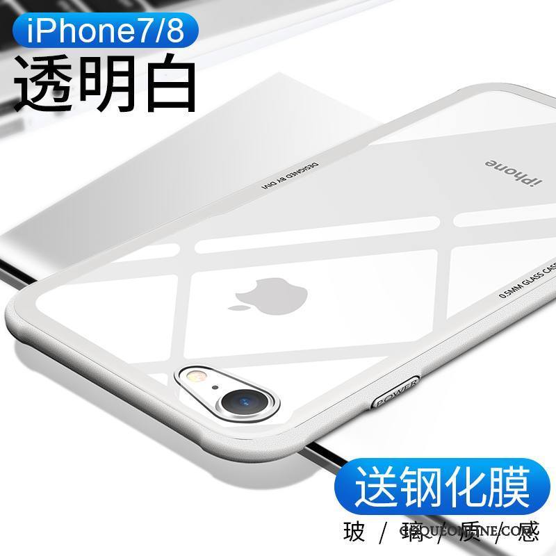 iPhone 7 Transparent Coque Pu Incassable Verre De Téléphone Rouge