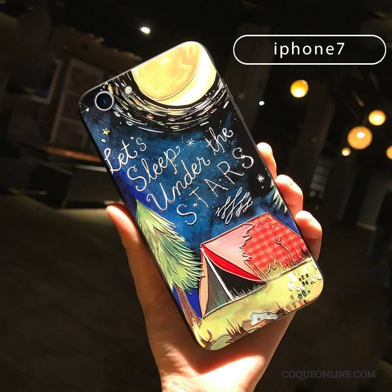 iPhone 7 Violet Fluide Doux Créatif Coque De Téléphone Anneau Tendance Noir