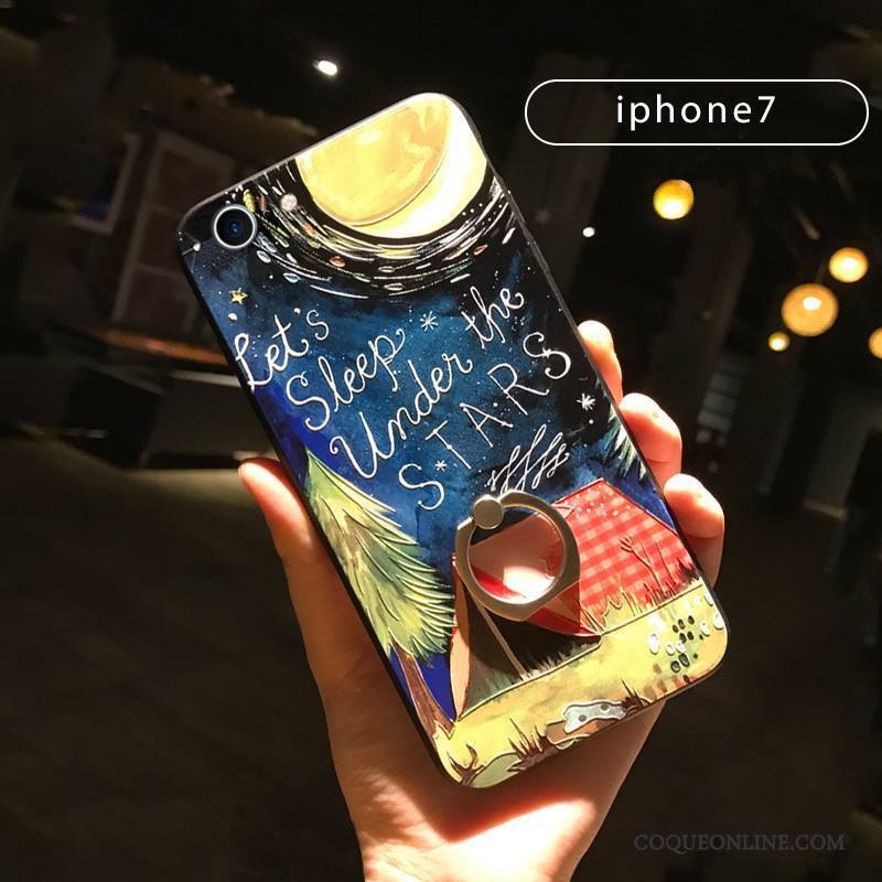 iPhone 7 Violet Fluide Doux Créatif Coque De Téléphone Anneau Tendance Noir